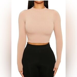 NWT - Naked Wardrobe Blush Long Sleeve Crop Top Small